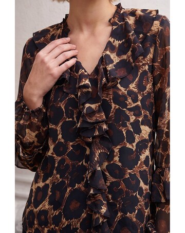 Roman Animal Print Ruffle Top