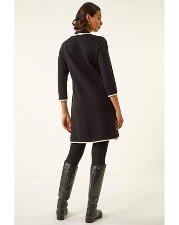 Roman Contrast Zip Collared Knit Dress