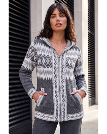 Roman Jacquard Zipped Knit Cardigan