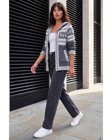 Roman Jacquard Zipped Knit Cardigan