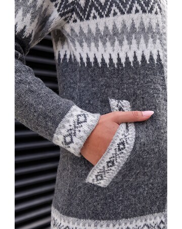 Roman Jacquard Zipped Knit Cardigan
