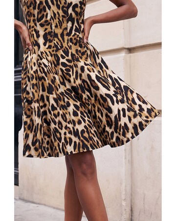Roman Animal Print Panelled Dress