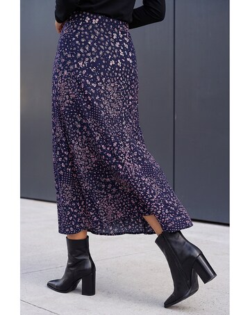 Roman Linear Floral Stretch Midi Skirt