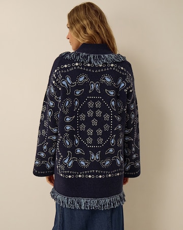 Monsoon Payton Paisley Fringe Cardigan