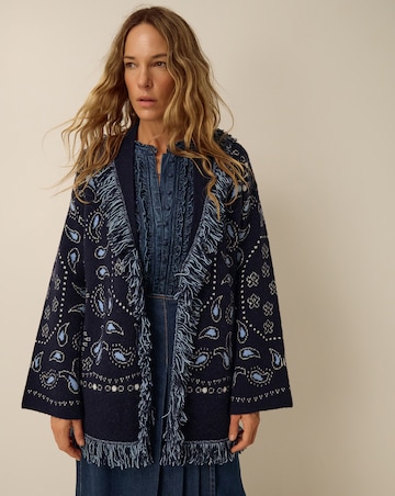 Monsoon Payton Paisley Fringe Cardigan