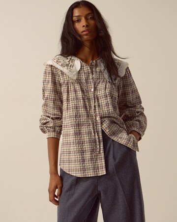 Monsoon Thea Lace Collar Check Shirt