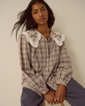 Monsoon Thea Lace Collar Check Shirt