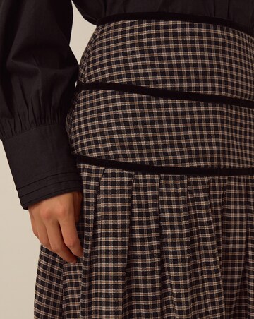 Monsoon Elise Check Print Midi Skirt