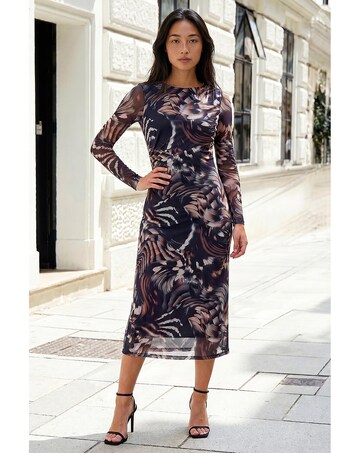 Roman Petite Abstract Mesh Dress