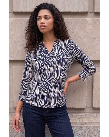 Roman Petite Animal Print Button Top