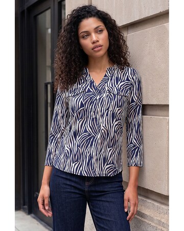Roman Petite Animal Print Button Top