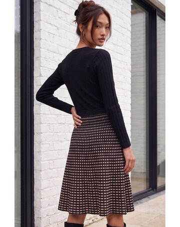 Roman Check Print Belted Jumper Dress