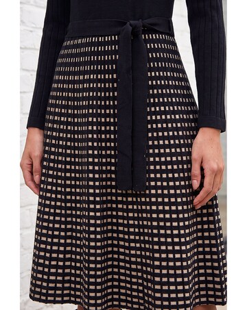 Roman Check Print Belted Jumper Dress