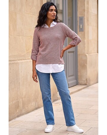 Roman Mock Shirt Textured Knit Jumper
