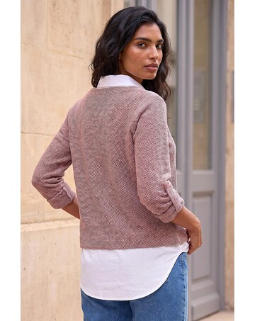 Roman Mock Shirt Textured Knit Jumper
