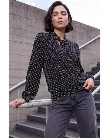 Roman Tie Neck Polka Dot Top