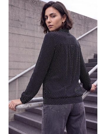 Roman Tie Neck Polka Dot Top