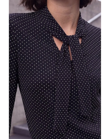Roman Tie Neck Polka Dot Top
