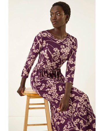 Roman Shadow Floral Stretch Midi Dress