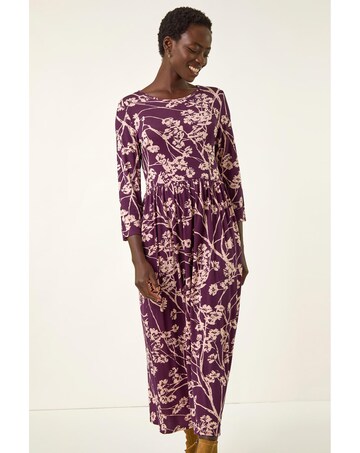 Roman Shadow Floral Stretch Midi Dress