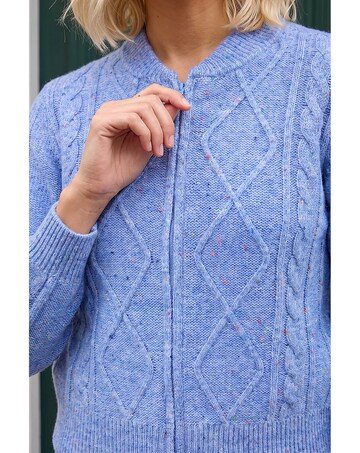 Roman Petite Cable Knit Zip Up Cardigan
