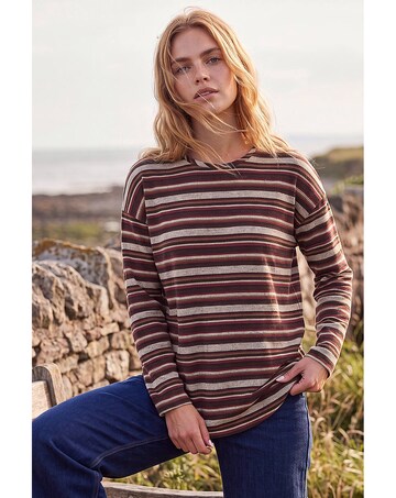 Roman Stripe Print Snit Top