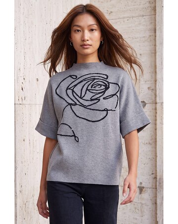 Roman Rose High Neck Knit Jumper