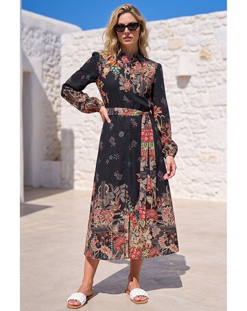 Roman Floral Border Shirt Dress