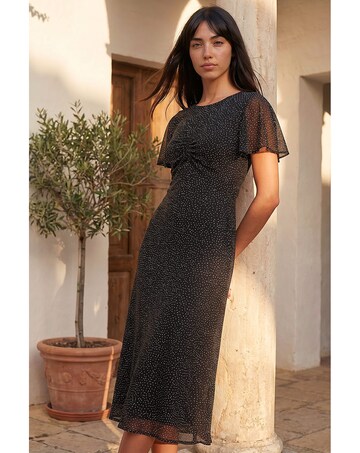 Roman Petite Studded Mesh Midi Dress