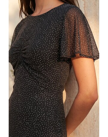 Roman Petite Studded Mesh Midi Dress