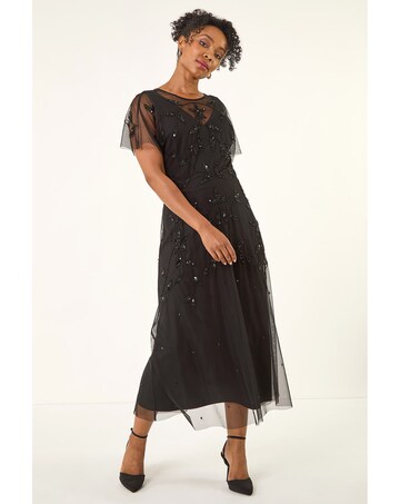 Roman Petite Embroidered Layered Dress