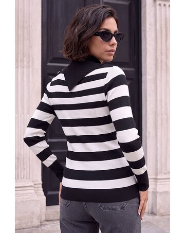 Roman Button Stripe Knit Jumper