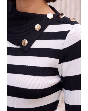 Roman Button Stripe Knit Jumper