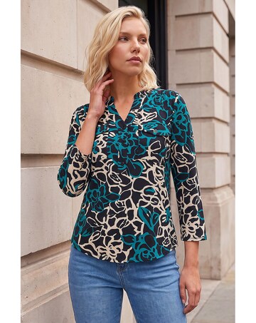 Roman Petite Abstract Print Button Top