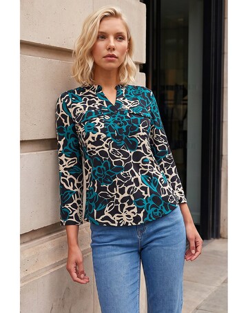 Roman Petite Abstract Print Button Top