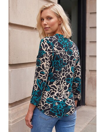 Roman Petite Abstract Print Button Top