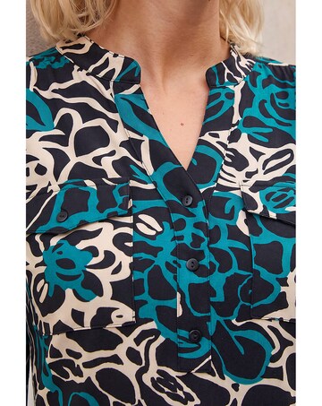 Roman Petite Abstract Print Button Top