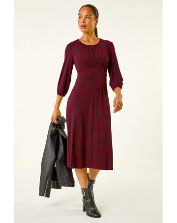 Roman Petite Abstract Swirl Midi Dress