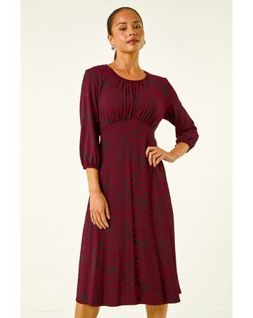 Roman Petite Abstract Swirl Midi Dress