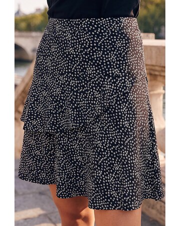 Roman Floral Jersey Stretch Skater Skirt
