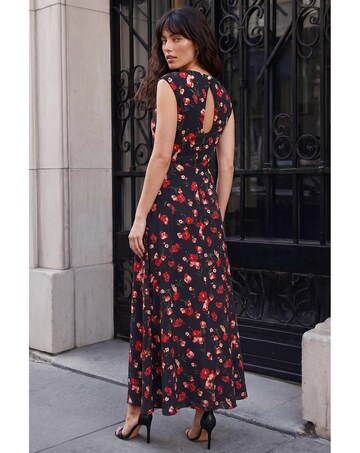 Roman High Neck Floral Poppy Print Dress