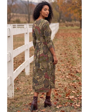 Roman Paisley Print Stretch Midi Dress