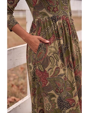 Roman Paisley Print Stretch Midi Dress