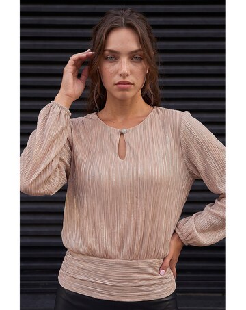 Roman Petite Crinkle Keyhole Shimmer Top