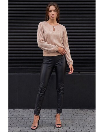 Roman Petite Crinkle Keyhole Shimmer Top