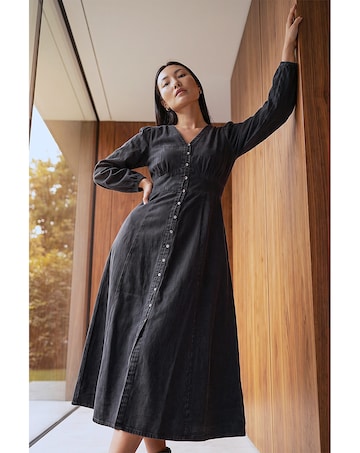 Roman Button Through Midi Dress