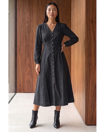 Roman Button Through Midi Dress