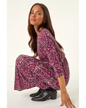 Roman Petite Paisley Pocket Midi Dress