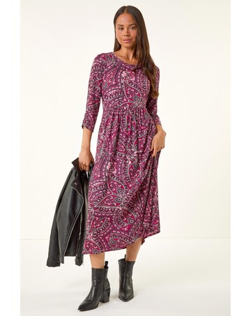 Roman Petite Paisley Pocket Midi Dress