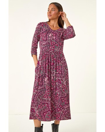 Roman Petite Paisley Pocket Midi Dress